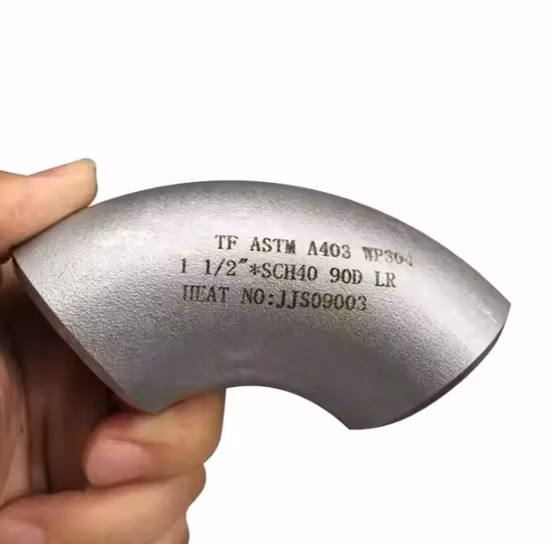 SUS304 316 Stainless Steel Butt-Weld Fittings Bw Lr Long Radius 90 Degree Sch10 Sch40 Seamless Ss Elbow